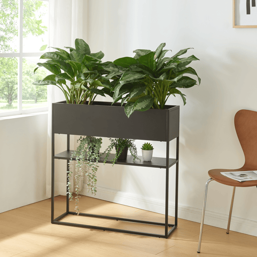 Suporte para plantas Joensuu com prateleira 80x80x25 cm - Preto en.casa