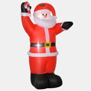HOMCOM Pai Natal Insuflável 240 cm Pai Natal Insuflável com Bengala Luzes LED e Insuflador Elétrico Decoração de Natal para Exterior e Interior Multicor