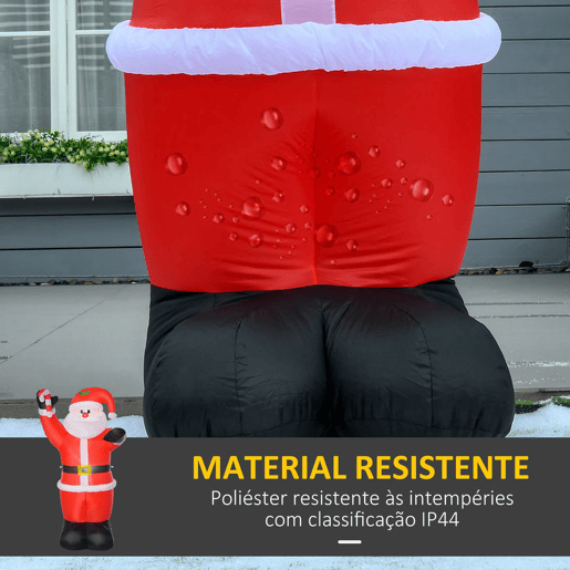 HOMCOM Pai Natal Insuflável 240 cm Pai Natal Insuflável com Bengala Luzes LED e Insuflador Elétrico Decoração de Natal para Exterior e Interior Multicor HOMCOM Pai Natal Insuflável 240 cm Pai Natal Insuflável com Bengala Luzes LED e Insuflador Elétrico Decoração de Natal para Exterior e Interior Multicor