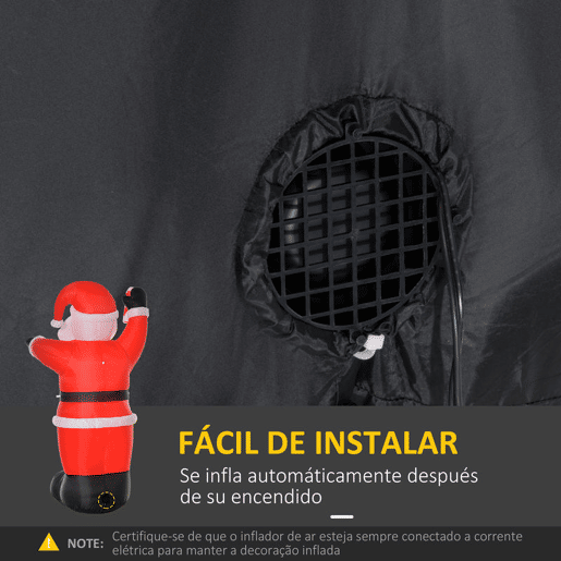 HOMCOM Pai Natal Insuflável 240 cm Pai Natal Insuflável com Bengala Luzes LED e Insuflador Elétrico Decoração de Natal para Exterior e Interior Multicor HOMCOM Pai Natal Insuflável 240 cm Pai Natal Insuflável com Bengala Luzes LED e Insuflador Elétrico Decoração de Natal para Exterior e Interior Multicor
