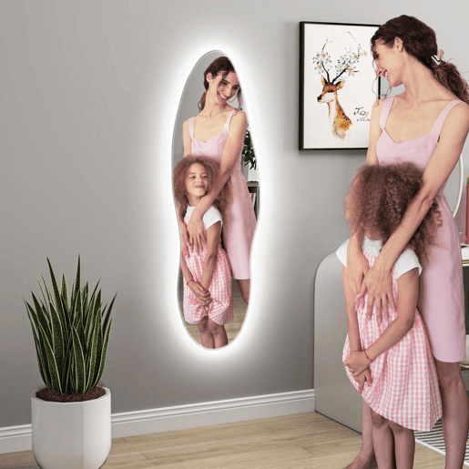 HOMCOM Espelho de Pé com Luzes LED 40x120 cm Espelho de Parede sem Moldura com Iluminação em 3 Cores Função de Memória e Controlo Tátil Transparente