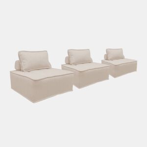 Sofá modular em tecido estofado de 3 lugares, Dao, Creme, 90x90x40 cm