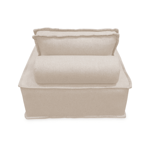 Sofá modular em tecido estofado de 3 lugares, Dao, Creme, 90x90x40 cm