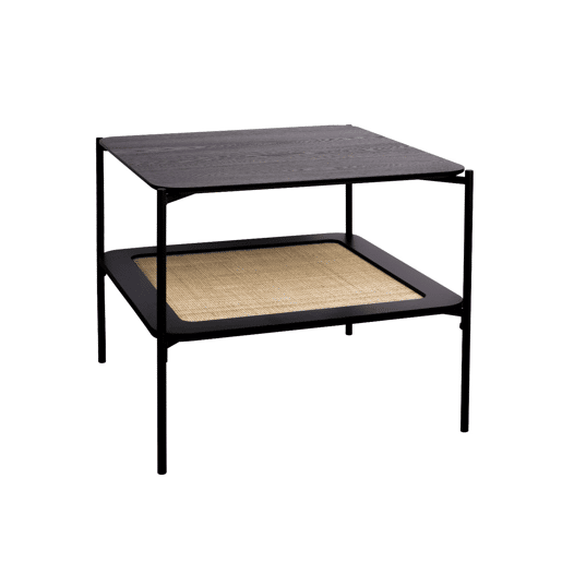 Mesa de centro quadrada com efeito de madeira, Manado, Preto, 60x60x52 cm