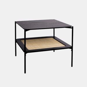 Mesa de centro quadrada com efeito de madeira, Manado, Preto, 60x60x52 cm