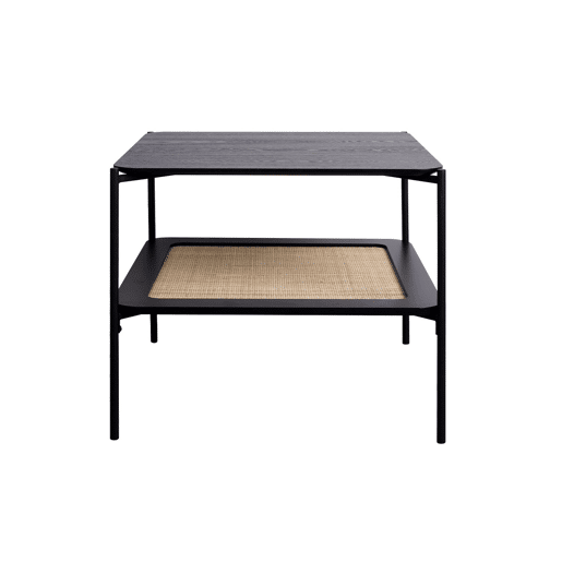 Mesa de centro quadrada com efeito de madeira, Manado, Preto, 60x60x52 cm