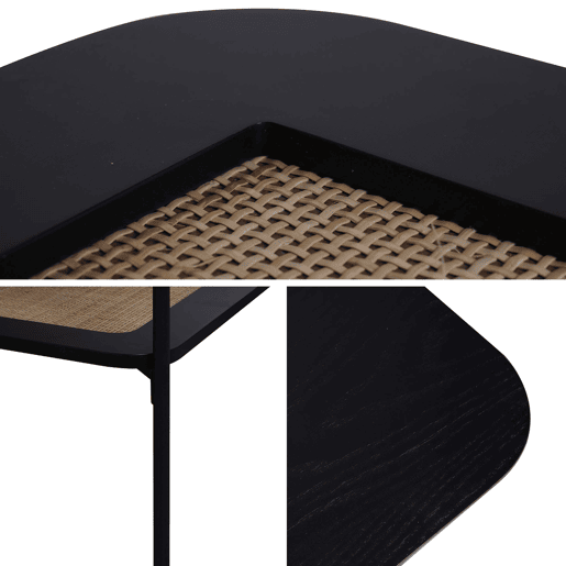 Mesa de centro quadrada com efeito de madeira, Manado, Preto, 60x60x52 cm