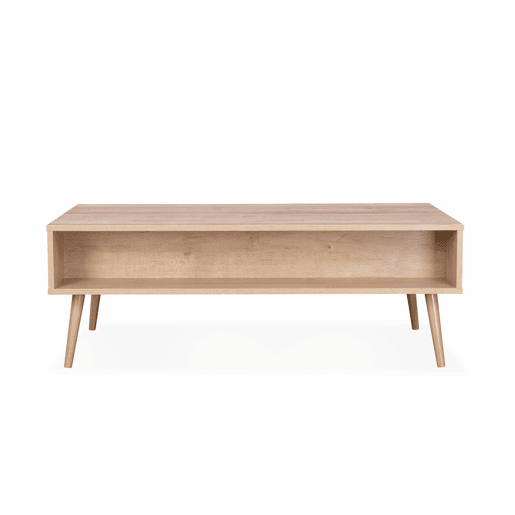 Mesa de centro escandinava em vime de 1 gaveta, Boheme, Natural, 110x59x39 cm