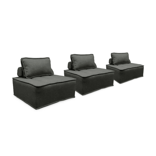 Sofá modular em tecido estofado de 3 lugares, Dao, Cinza, 90x90x40 cm