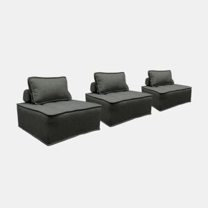 Sofá modular em tecido estofado de 3 lugares, Dao, Cinza, 90x90x40 cm