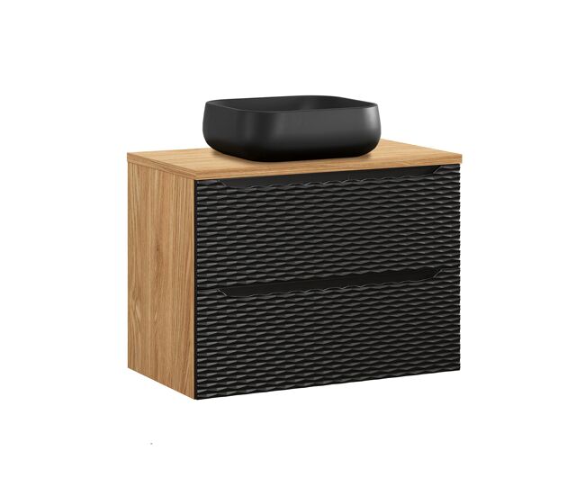 Mueble lavabo individual 80cm elora negro y madera