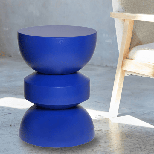 Mesa auxiliar, final de sofá, mesa de cabeceira de metal, Assa, Azul, 32x32x43.5 cm