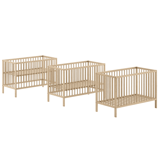 Berço bebé 60x120 e trocador Vipack Meryl Madeira