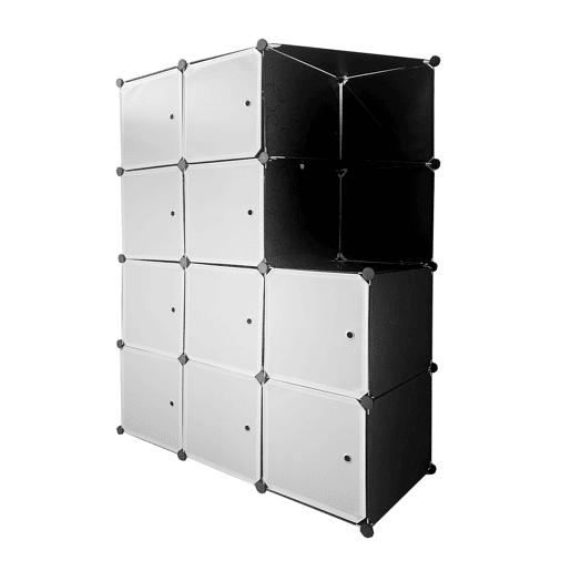 Guarda-roupa em cubo personalizável, caixa nyana home 10 cubesportas, organização doméstica, cabideiro, sapateira, 147x110x47cm, preto