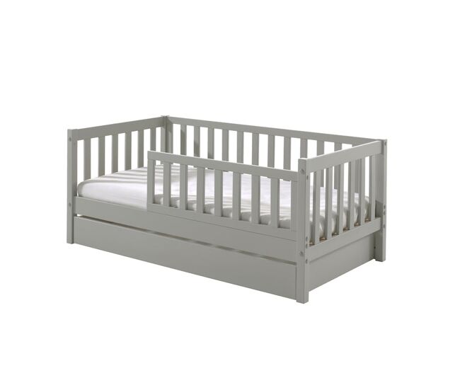 Cama 70x140 con somier y cajón vipack tod - gris