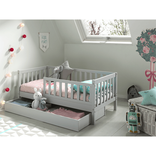 Cama Vipack Tod 70x140 incluindo estrado e gaveta Cinzento
