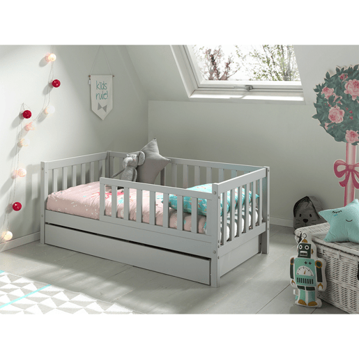 Cama Vipack Tod 70x140 incluindo estrado e gaveta Cinzento
