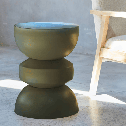 Mesa auxiliar, final de sofá, mesa de cabeceira de metal, Assa, Verde, 32x32x43.5 cm