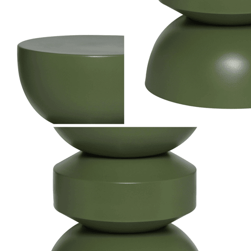 Mesa auxiliar, final de sofá, mesa de cabeceira de metal, Assa, Verde, 32x32x43.5 cm