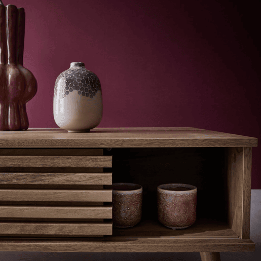 Mesa de centro escandinava com efeito madeira ranhurada, Madere, Natural, 59x119x41.5 cm