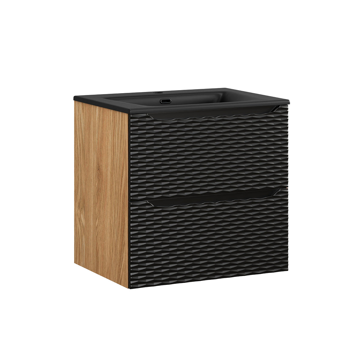 Mueble lavabo individual encastrado 60cm elora negro y madera