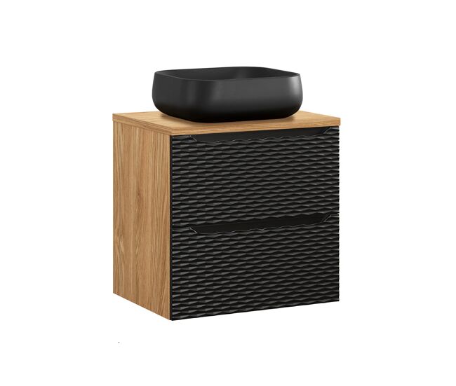 Mueble lavabo individual 60cm elora negro y madera