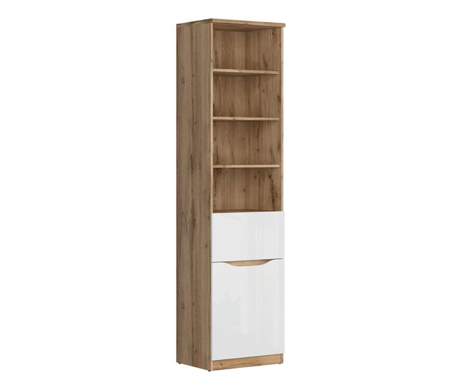 Librero 1 cajón 1 puerta june blanco y madera