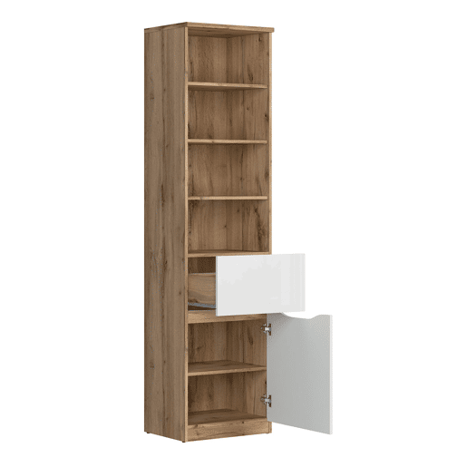 Estante 1 gaveta 1 porta junho Branco e madeira Estante 1 gaveta 1 porta junho Branco e madeira