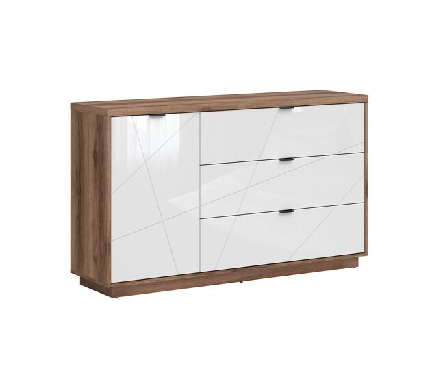 Bufé 3 cajones 1 puerta sven blanco y madera