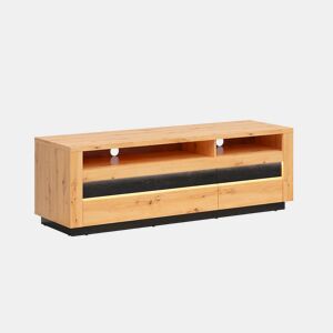 Suporte TV 2 gavetas 2 nichos 161 cm com LED Glenn Madeira e Preto
