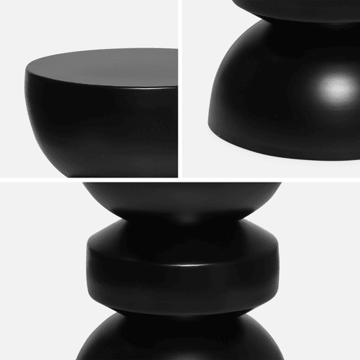 Mesa auxiliar, final de sofá, mesa de cabeceira de metal, Assa, Preto, 32x32x43.5 cm
