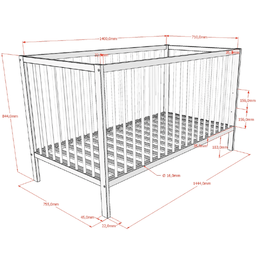 Berço evolutivo 70x140 e trocador Vipack Meryl Branco