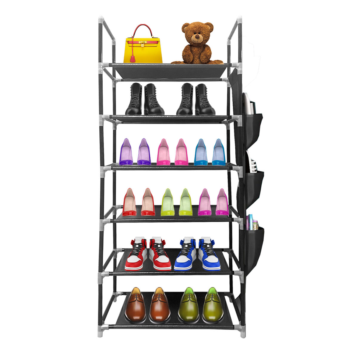 Zapatero metálico modular Nyana Home hasta 18 pares ,6 alturas.