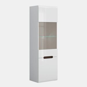 Vitrina 2 portas com LED Darrel Branco laquê e Madeira