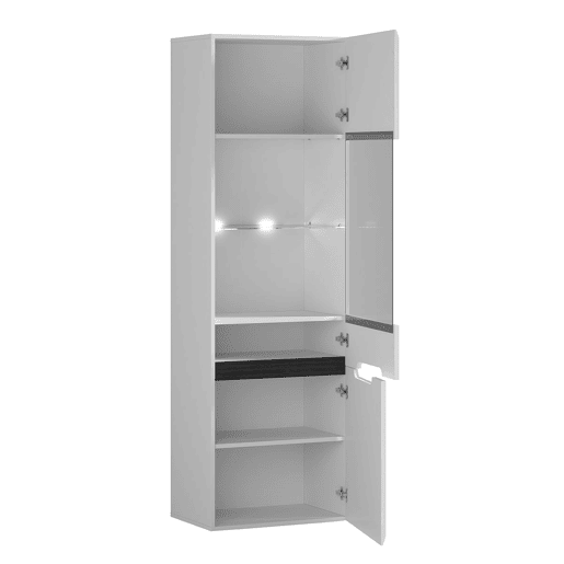 Vitrina 2 portas com LED Darrel Branco laquê e Madeira Vitrina 2 portas com LED Darrel Branco laquê e Madeira