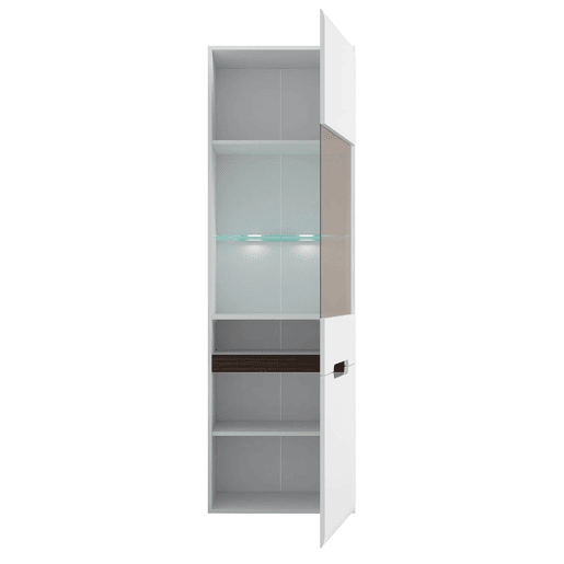 Vitrina 2 portas com LED Darrel Branco laquê e Madeira Vitrina 2 portas com LED Darrel Branco laquê e Madeira