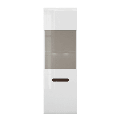 Vitrina 2 portas com LED Darrel Branco laquê e Madeira Vitrina 2 portas com LED Darrel Branco laquê e Madeira