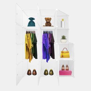 Guarda-roupa em cubo personalizável, caixa nyana home 10 cubesportas, organização doméstica, cabideiro, sapateira, 147x110x47cm, branco