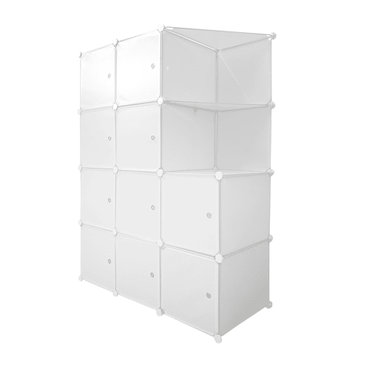 Guarda-roupa em cubo personalizável, caixa nyana home 10 cubesportas, organização doméstica, cabideiro, sapateira, 147x110x47cm, branco