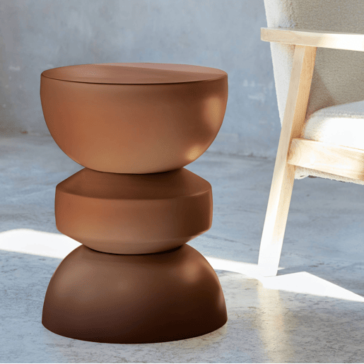 Mesa auxiliar, final de sofá, mesa de cabeceira de metal, Assa, Terracota, 32x32x43.5 cm