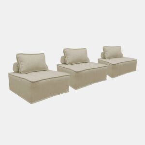 Sofá modular em tecido estofado de 3 lugares, Dao, Beige, 90x90x40 cm