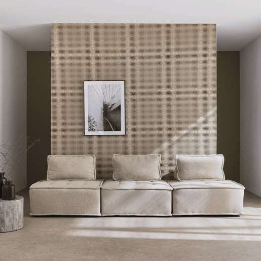 Sofá modular em tecido estofado de 3 lugares, Dao, Beige, 90x90x40 cm Sofá modular em tecido estofado de 3 lugares, Dao, Beige, 90x90x40 cm