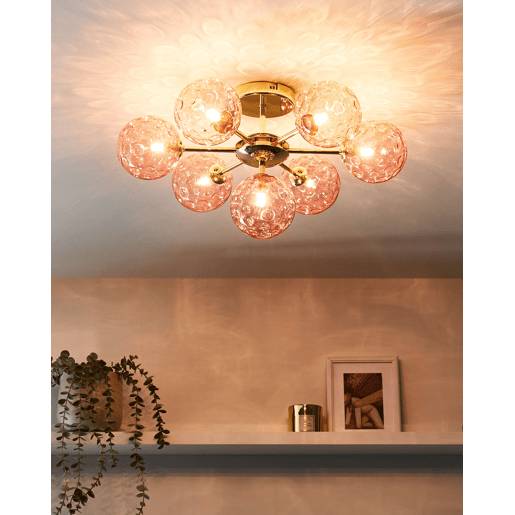 Iluminação de tecto ANADYR Vidro Rosa Iluminação de tecto ANADYR Vidro Rosa