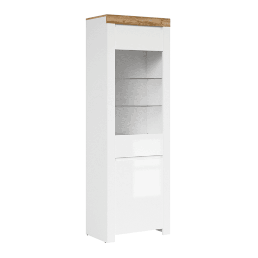Vitrina de 2 portas Hella Branco e Madeira