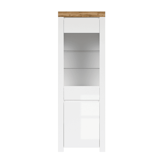 Vitrina de 2 portas Hella Branco e Madeira