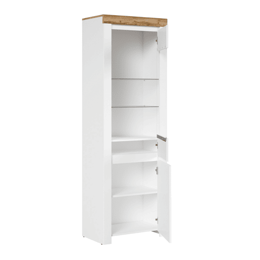 Vitrina de 2 portas Hella Branco e Madeira