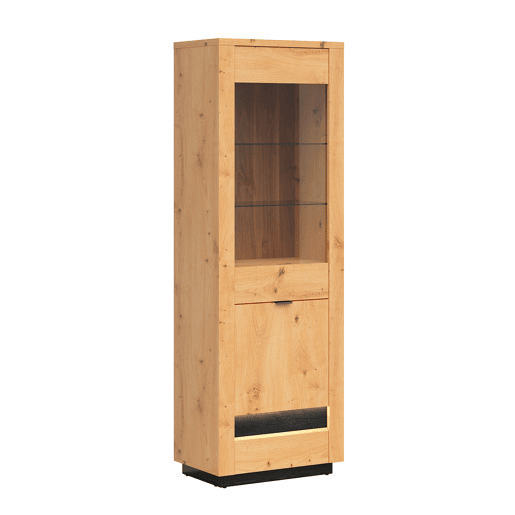 Vitrina 2 portas com LED Glenn Madeira e Preto