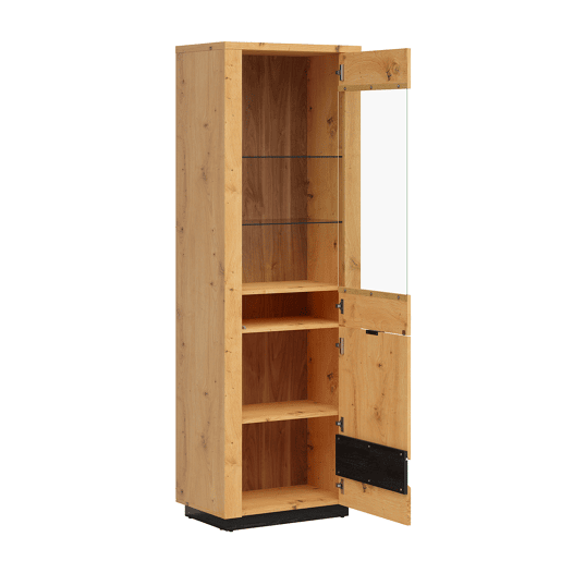 Vitrina 2 portas com LED Glenn Madeira e Preto