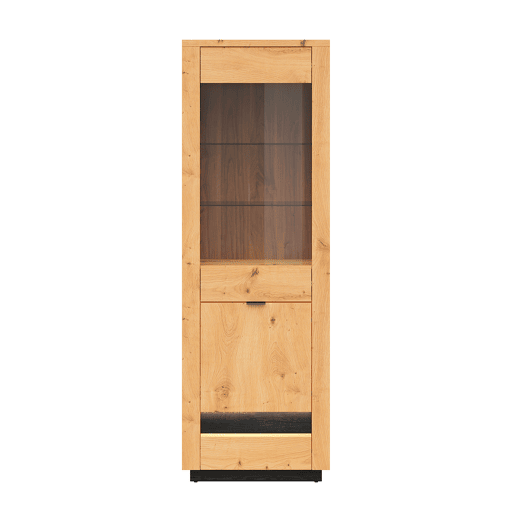 Vitrina 2 portas com LED Glenn Madeira e Preto