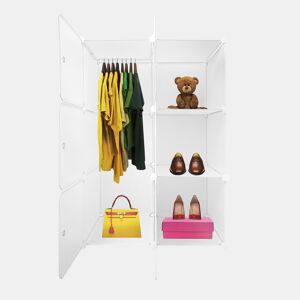 Guarda-roupa em cubo personalizável, caixa básica nyana home 6 cubesportas, organização doméstica, cabideiro, sapateira, 110x75x47cm, branco